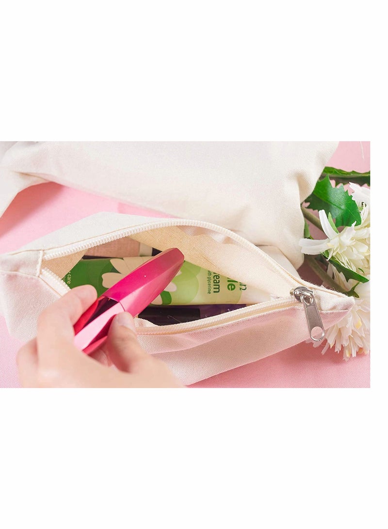 10Pack Zippered Cosmetic Bags, MultiUse Cotton Canvas Makeup Pouches, Perfect for Travel and DIY Gifts, Versatile Toiletry Organizers - Image 3
