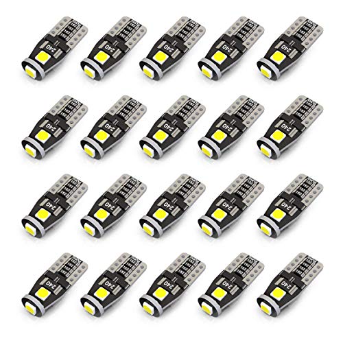 KAFEEK 20x T10 Wedge 194 168 2825 W5W LED Bulbs, Super Bright 3-3030 Chipset, CAN-Bus Error Free, Interior Lights, License Plate Dome Map Door Courtesy Park Lights,Xenon White - Image 1