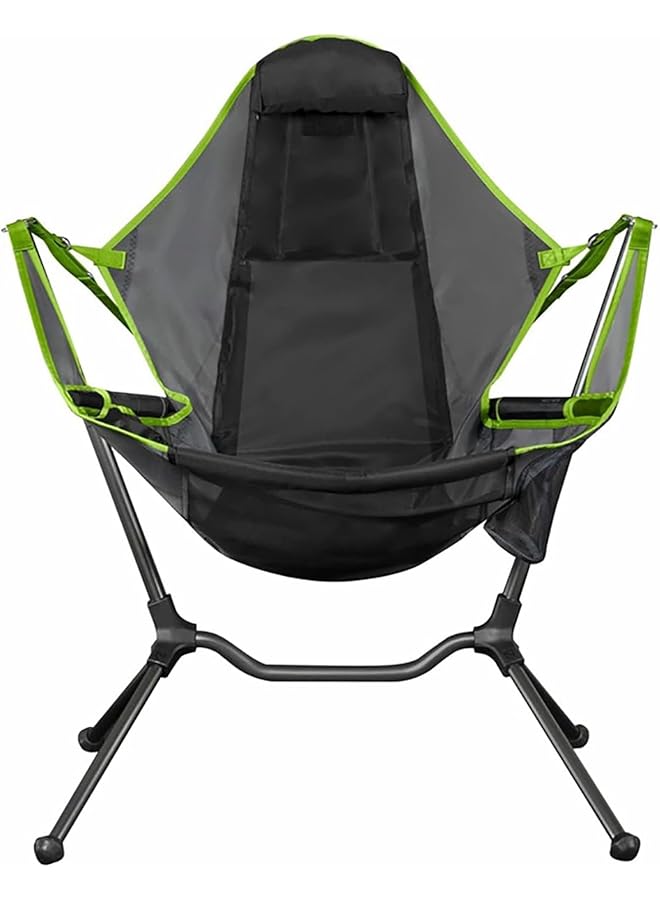 PROMASS كرسي تخييم متحرك، كرسي استرخاء خارجي قابل للطي مع إطار فولاذي، أسود وأخضر - Image 1