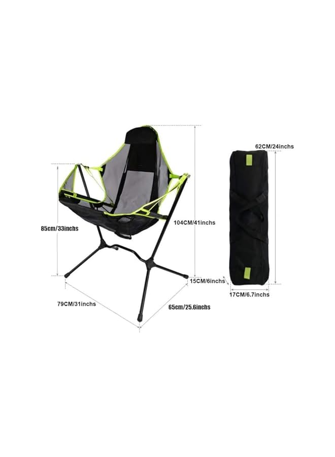 PROMASS كرسي تخييم متحرك، كرسي استرخاء خارجي قابل للطي مع إطار فولاذي، أسود وأخضر - Image 3