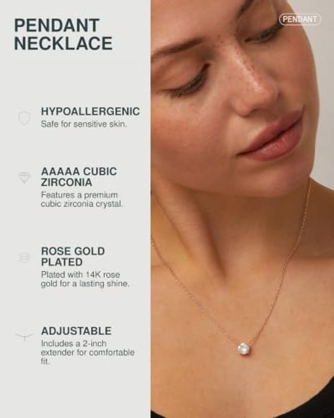 PAVOI 14K Gold Plated Crystal Solitaire Necklace with 1.5 Carat Cubic Zirconia - Image 4