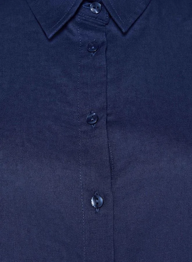 سبلاش فيڤ Oversized Linen Blend Shirt with Long Sleeves