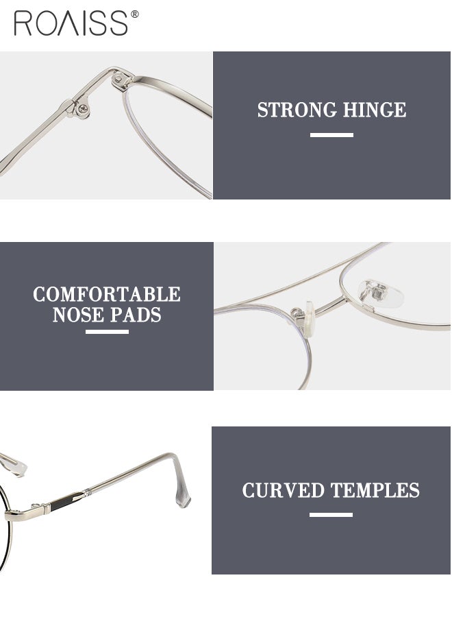 roaiss Blue Light Blocking Glasses for Men Women Blue Light Filter Computer Reading Gaming TV Phones Round Eyeglasses Fashion Anti Eyestrain Headache Eyewear Silver Black 52mm  - Image 5