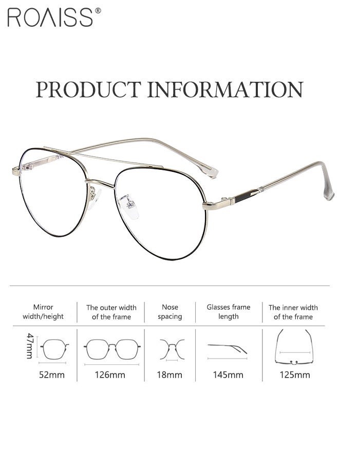 roaiss Blue Light Blocking Glasses for Men Women Blue Light Filter Computer Reading Gaming TV Phones Round Eyeglasses Fashion Anti Eyestrain Headache Eyewear Silver Black 52mm  - Image 3
