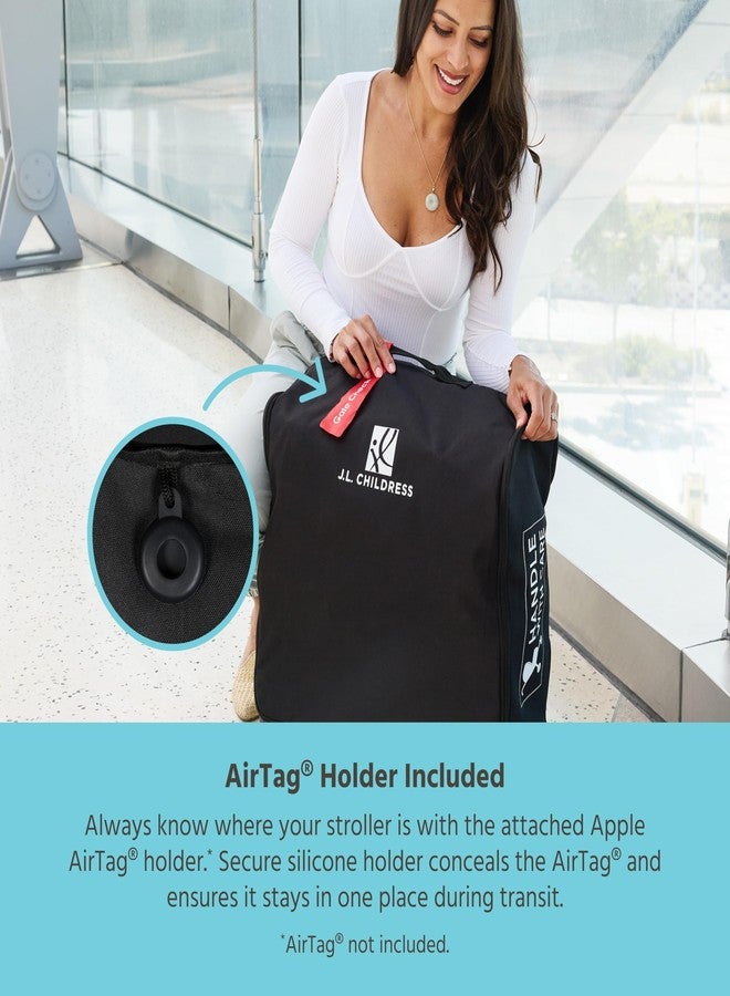 J.L. Childress Compact Travel Stroller Bag for Airplane - Fits Most Compact-Fold Single Baby Strollers, Compatible with UPPAbaby MINU, GB Pockit, Nuna TRVL & More, AirTag Compatible - Black - Image 3