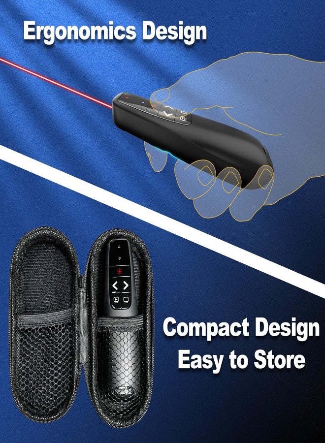 UBUYONE Presentation Clicker with Case Storage: Wireless Presenter Remote: Red Laser Pointer Computer Clickers, USB C PowerPoint PPT Clicker for Mac Laptop, Slideshow Google Slide Advancer - Image 2