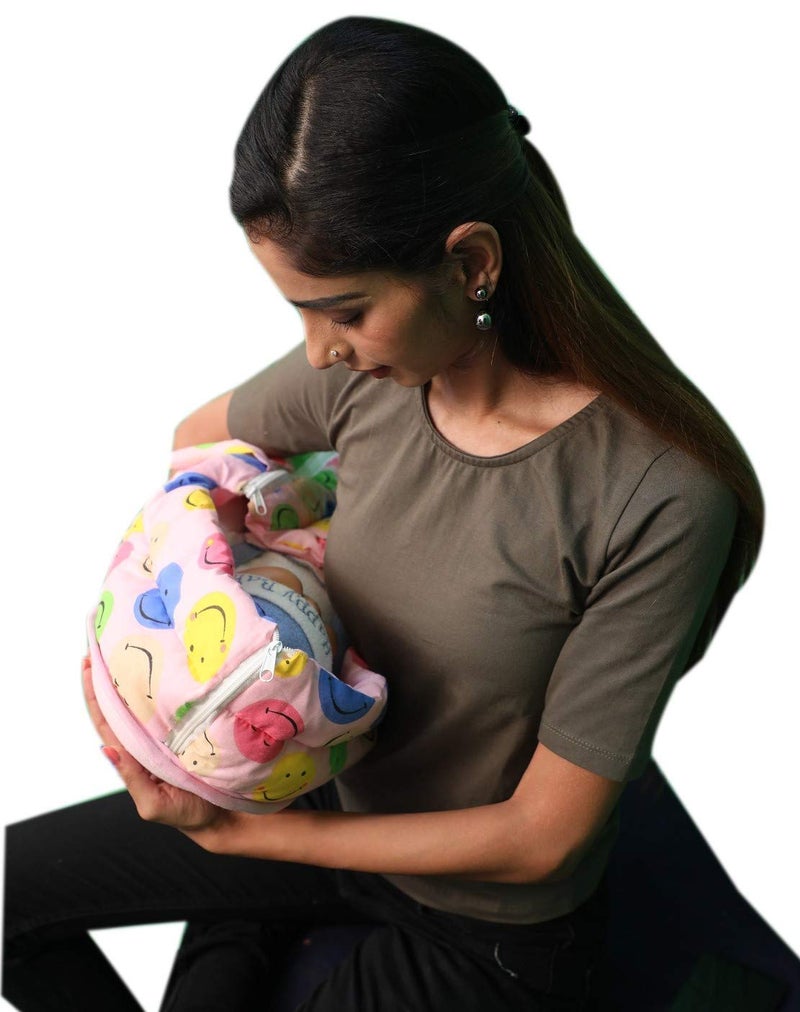 HOOPA وسادة هووبا 2 في 1 مغطاة باللحاف (ابتسامة وردية) | وسادة رضاعة | وسادة للتمريض | وسادة للرضاعة الطبيعية - Image 4