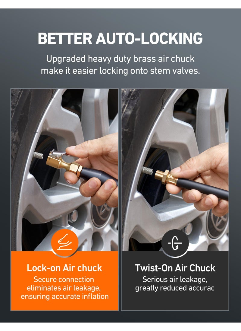 AstroAI AstroAI Air Chuck, Heavy Duty Open Flow Lock On Tire Chuck with Clip for Inflator Gauge Compressor Accessories, Yellow  - Image 2