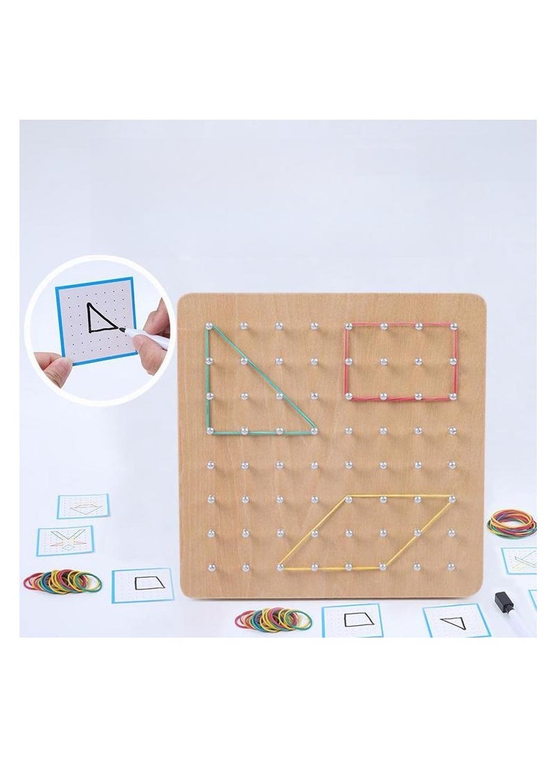 MIXDE Kids Early Education Toys,Wood Nail Board Geometric Figure Puzzle Board,Shape Recognition Toys - Image 3