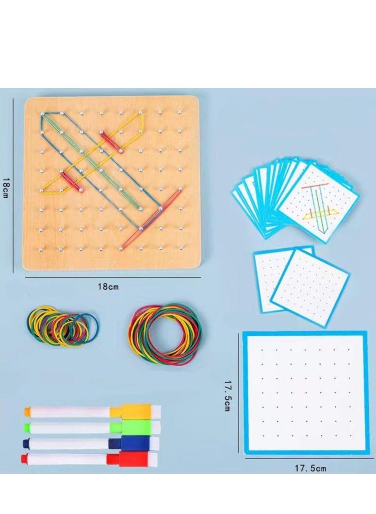 MIXDE Kids Early Education Toys,Wood Nail Board Geometric Figure Puzzle Board,Shape Recognition Toys - Image 2