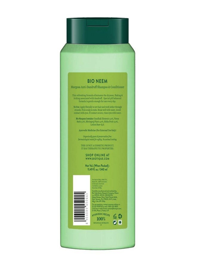 Biotique FRESH Neem Anti Dandruff Shampoo and Conditioner, 340ml - Image 2