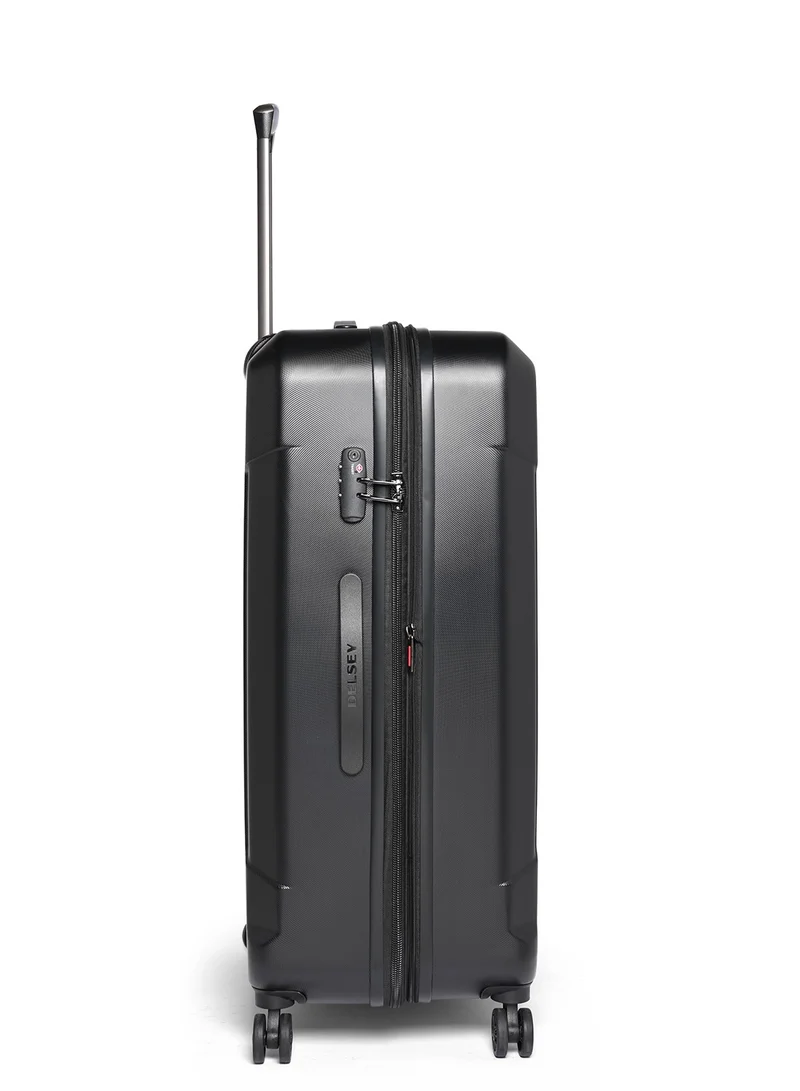 DELSEY Paris Depart Hard 80cm Hardcase 4 Double Wheel Expandable Check-In Luggage Trolley Case Black - 00314583000 X9
