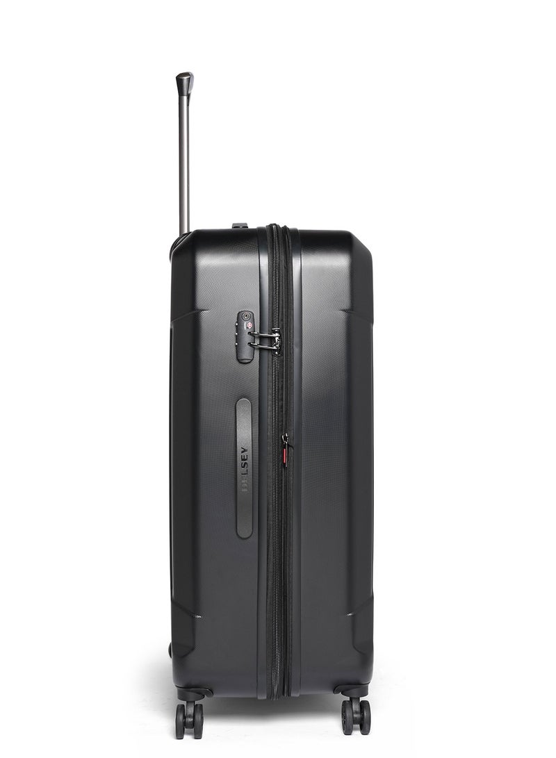 DELSEY Paris Depart Hard 80cm Hardcase 4 Double Wheel Expandable Check-In Luggage Trolley Case Black - 00314583000 X9 - Image 3