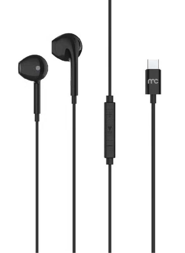 ماي كاندي سماعة أذن سلكية من النوع C بمنفذ USB C مع ميكروفون وتحكم في مستوى الصوت، سماعات أذن داخلية لهاتف iPhone 15 Pro Max، iPad Pro/Air، Samsung باللون الأسود - Image 1