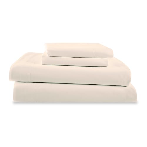 Martex 4 Piece Queen Bed Sheets Set | Queen Bed Sheets – Light Weight, Soft Breathable Sheets | Brushed Cotton Rich Blend | Secure-Fit, Wrinkle Resistant, Durable, Easy Care Bed Sheets | Comfy Sheets | Ivory - Image 1