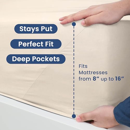 Martex 4 Piece Queen Bed Sheets Set | Queen Bed Sheets – Light Weight, Soft Breathable Sheets | Brushed Cotton Rich Blend | Secure-Fit, Wrinkle Resistant, Durable, Easy Care Bed Sheets | Comfy Sheets | Ivory - Image 4