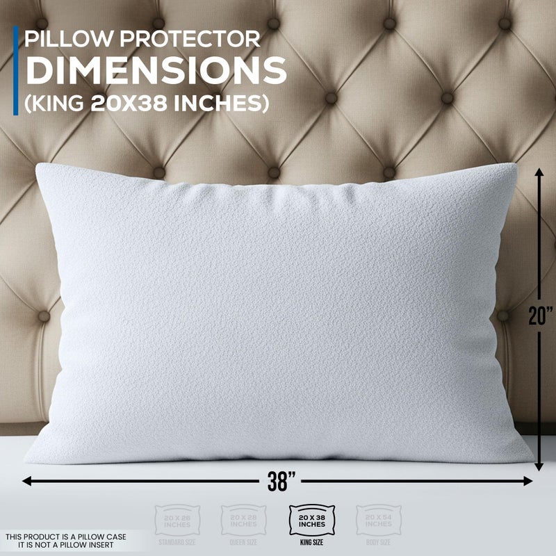 Utopia Bedding Set of 2 Waterproof Pillow Protectors with Zipper King Size, Terry Pillow Covers, Bed Bug and Dust Mite Proof Pillow Cases - Image 2