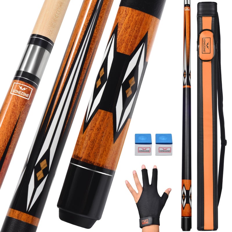 vonezone Pool cue Stick,Pro cue with Hard Case,58inch 19-21oz Billiard Stick Pool Cue Set,Pink/Orange/Green - Image 1