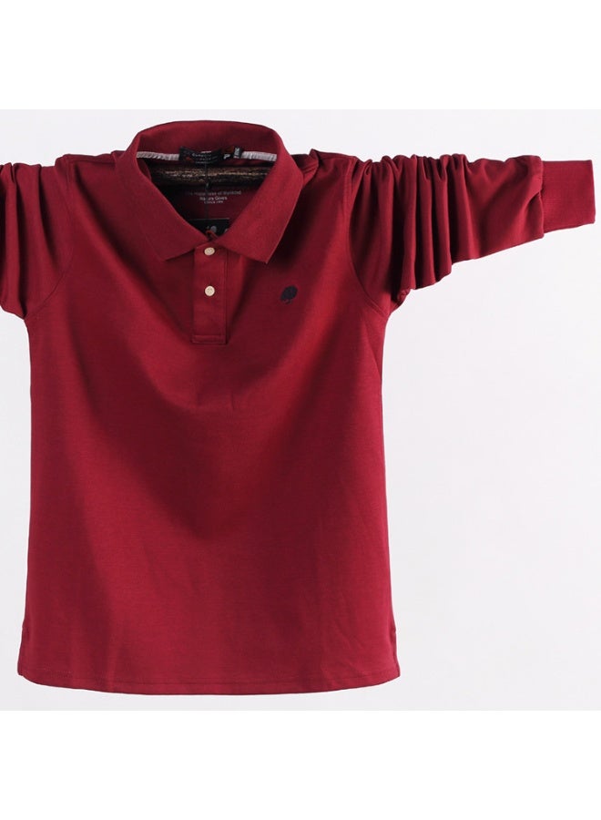 Big Size Men Long Sleeve Polo Shirt  Autumn Winter Men  Fashion Casual Loose Cotton Tops Solid Color Polo Shirt - Image 1