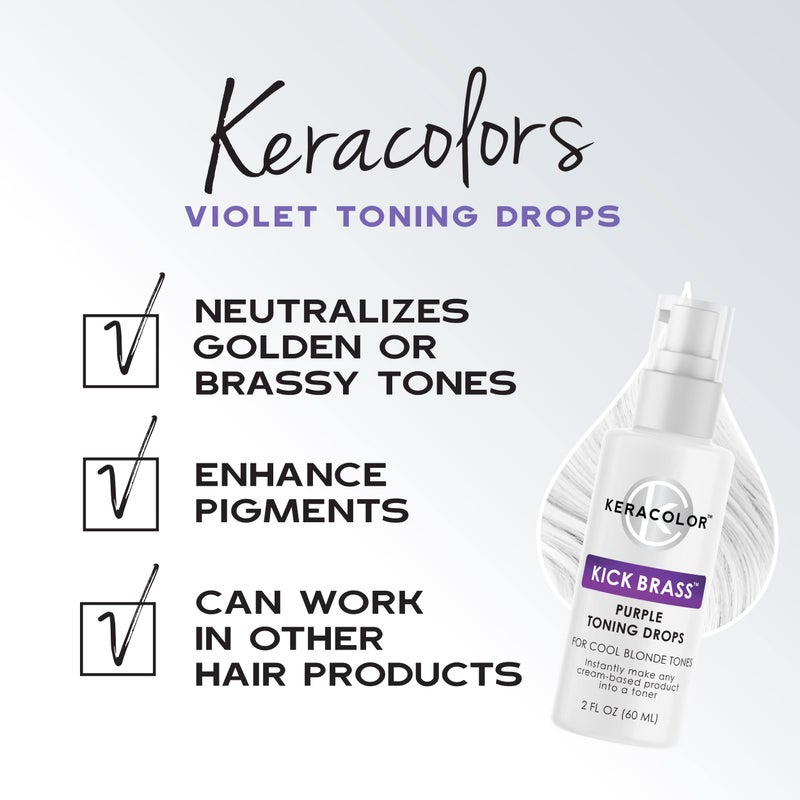 Keracolor Purple Toning Drops Concentrate To Create Your Own Purple Shampoo For Blonde Hair - Mix w/Any Shampoo, Conditioner, Or Cream Styler, Violet, (Purple) 2 Fl. Oz. - Image 3