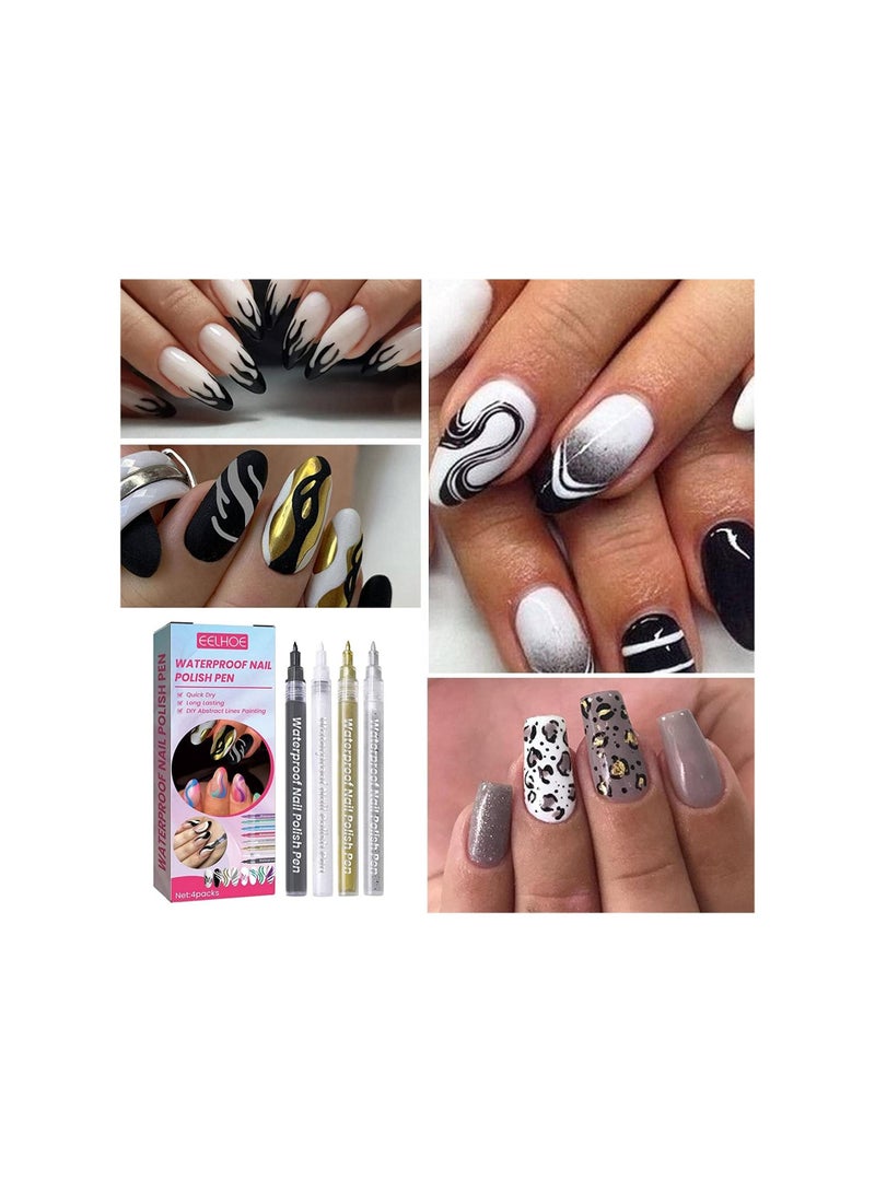 EELHOE Nail Polish Pens 4Pcs Vibrant Colors Smudge Pen For Nail Waterproof Nail Polish Pen For Nail Art DIY Drawing - Image 4