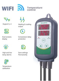 INKBIRD INKBIRD Digital WiFi Thermostat Heating and Cooling Control Temperature Controller ITC-308-WIFI Wireless Thermostat with Temperature Graph for Greenhouse Hydroponics Heat Mat Reptile Incubation  - Image 3