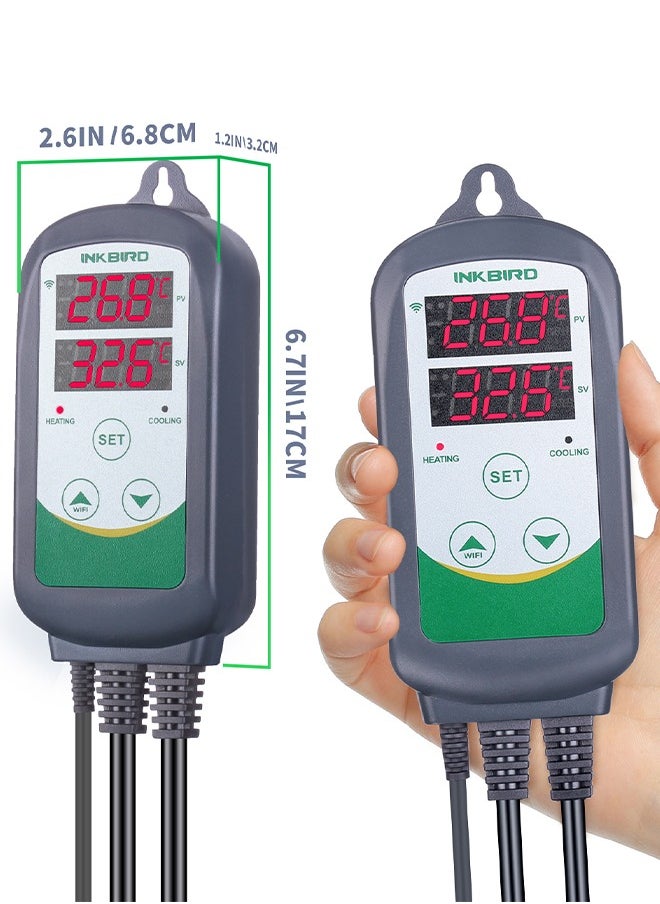 INKBIRD - INKBIRD Digital WiFi Thermostat Heating and Cooling Control Temperature Controller ITC-308-WIFI Wireless Thermostat with Temperature Graph for Greenhouse Hydroponics Heat Mat Reptile Incubation - Image 1