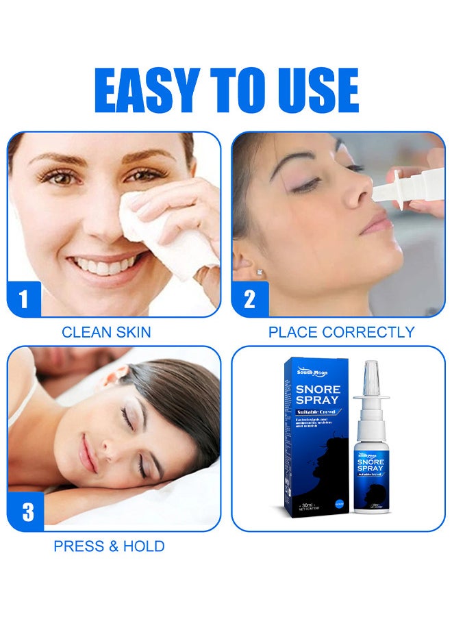 SOUTH MOON - Snore Spray, Fast Snore Stopper Drops For Better Sleep, Natural Breathing Relief, Helps Open The Throat And Air Passage While Sleeping, No Pain, Natural Anti Snoring Solution 30ML - Image 1