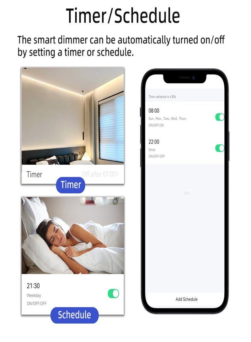 تويا وحدة تعتيم الإضاءة Tuya WiFi الذكية DIY وحدة تبديل تعتيم الإضاءة مع تطبيق الهاتف المحمول للتحكم عن بعد ومتوافقة مع Google Home للتحكم الصوتي - Image 3