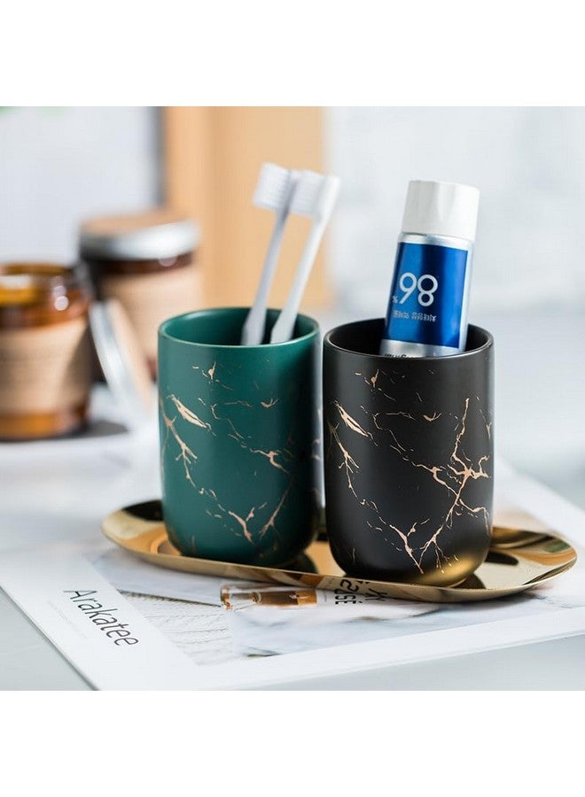 Kuber Industries Kuber Industries Toothbrush Holder | Toothbrush Holder with Metal Tray | Counter Top Toothbrush Holder | Bathroom for Wash Basin | ZX011BG-2T | Pack of 2 | Blue & Green  - Image 4