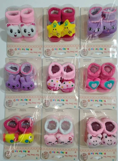 طقم جوارب للأطفال حديثي الولادة مكون من 6 أزواج - مزيج من الرسوم المتحركة. من القطن - فتاة متعددة الألوان