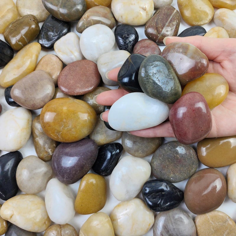 FANTIAN 5 lbs River Rocks Pebbles for Indoor Plants, Decorative Mixed Color River Rocks for Potted Plants Landscaping Fish Tank Patio Garden Vase Fountain and Outdoor Decorative Stones - Image 1