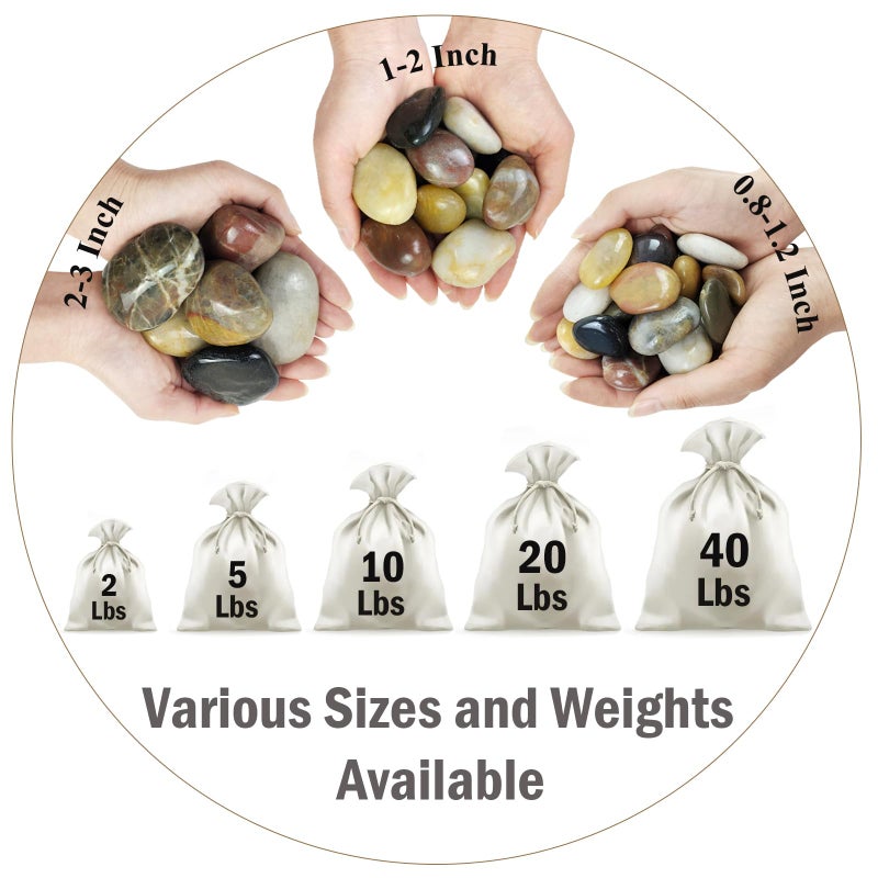 FANTIAN 5 lbs River Rocks Pebbles for Indoor Plants, Decorative Mixed Color River Rocks for Potted Plants Landscaping Fish Tank Patio Garden Vase Fountain and Outdoor Decorative Stones - Image 2
