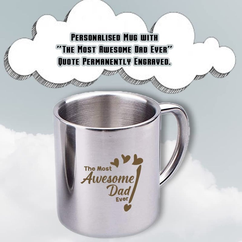 savri Personalized Stainless Steel Coffee Mug Metal Keychain Quote for Dad Engraved Gift for Dad Papa Ideal for Fathers Day Birthday Anniversary New Year Diwali 220 ml Capacity - Image 2