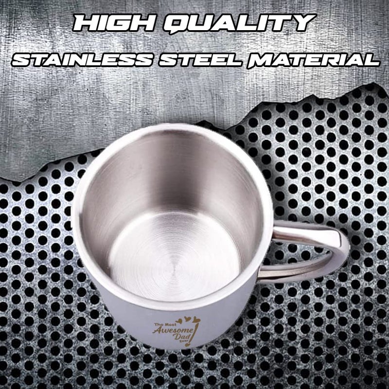 savri Personalized Stainless Steel Coffee Mug Metal Keychain Quote for Dad Engraved Gift for Dad Papa Ideal for Fathers Day Birthday Anniversary New Year Diwali 220 ml Capacity - Image 4