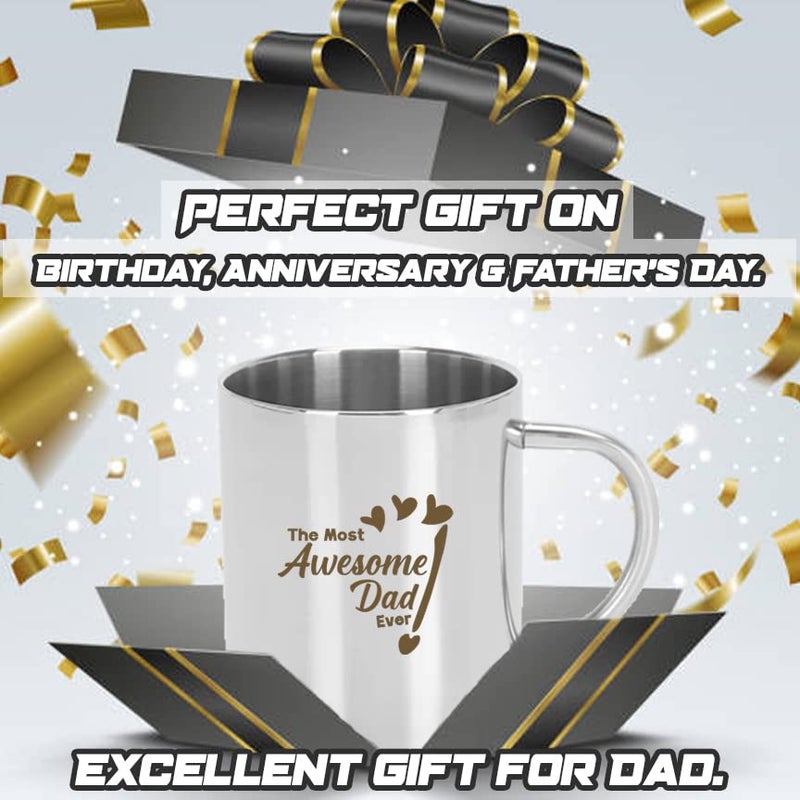 savri Personalized Stainless Steel Coffee Mug Metal Keychain Quote for Dad Engraved Gift for Dad Papa Ideal for Fathers Day Birthday Anniversary New Year Diwali 220 ml Capacity - Image 3