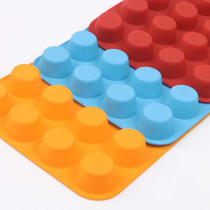 Cozihom Silicone Muffin Pan  Cupcake Pan  24 Cups  Food Grade Egg Muffin Baking Silicone Molds  Non-Stick  3 Pcs - Image 3