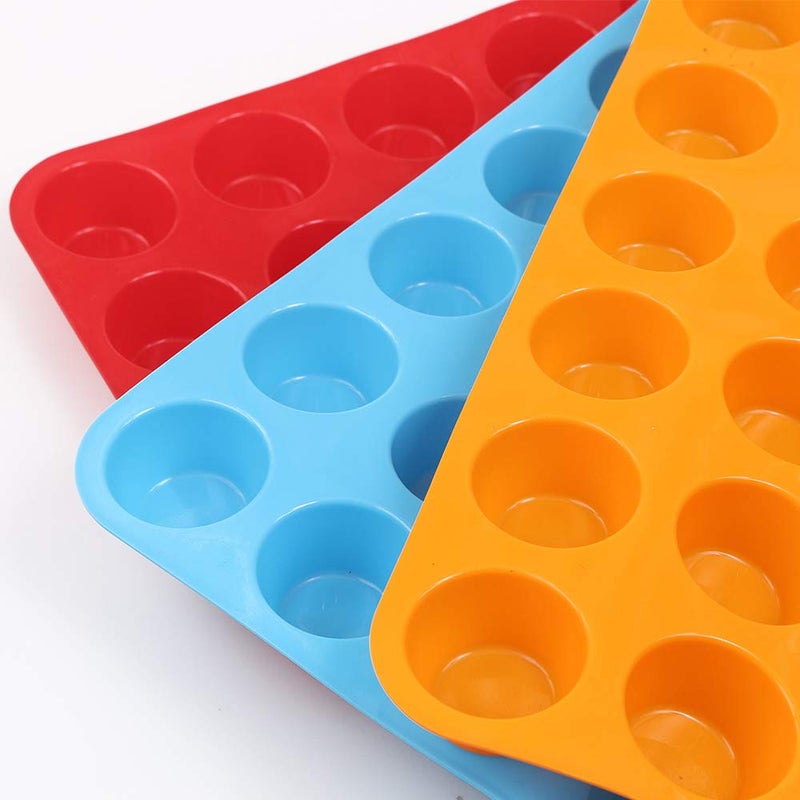 Cozihom Silicone Muffin Pan  Cupcake Pan  24 Cups  Food Grade Egg Muffin Baking Silicone Molds  Non-Stick  3 Pcs - Image 4