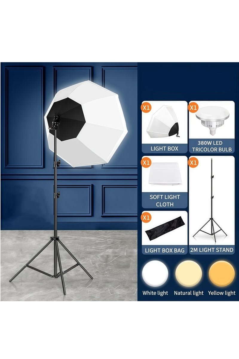 غرانفين طقم إضاءة صندوق التصوير الفوتوغرافي مع مصابيح LED عن بعد 3 ألوان بقوة 380 وات وصناديق ناعمة وحقيبة حمل لتسجيل الفيديو وتصوير البورتريه - Image 2
