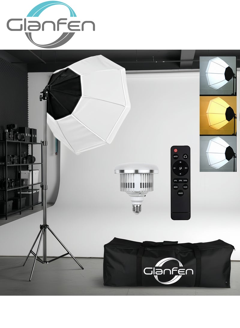 غرانفين طقم إضاءة صندوق التصوير الفوتوغرافي مع مصابيح LED عن بعد 3 ألوان بقوة 380 وات وصناديق ناعمة وحقيبة حمل لتسجيل الفيديو وتصوير البورتريه - Image 1