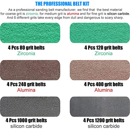 Tockrop 24 Pcs 3/4" x 12" Replacement Knife Sharpener Sanding Belt Kit for Work Sharp Knife & Tool Sharpener Ken Onion Edition (WSKTS-KO) - 80/120/240/400/1000/1200 Grits (3/4 x 12 Inch) - Image 2