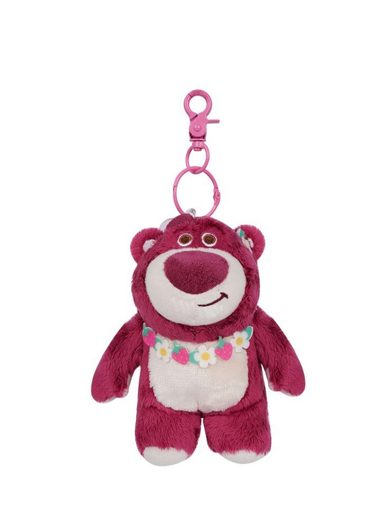 12cm Cute Plush Keychain Toy, Pink Bear With Wreath Plush Texture Pendant, Bag Pendant Decoration, Suitable For Children Over 0 Years Old Toy Gift - Image 1