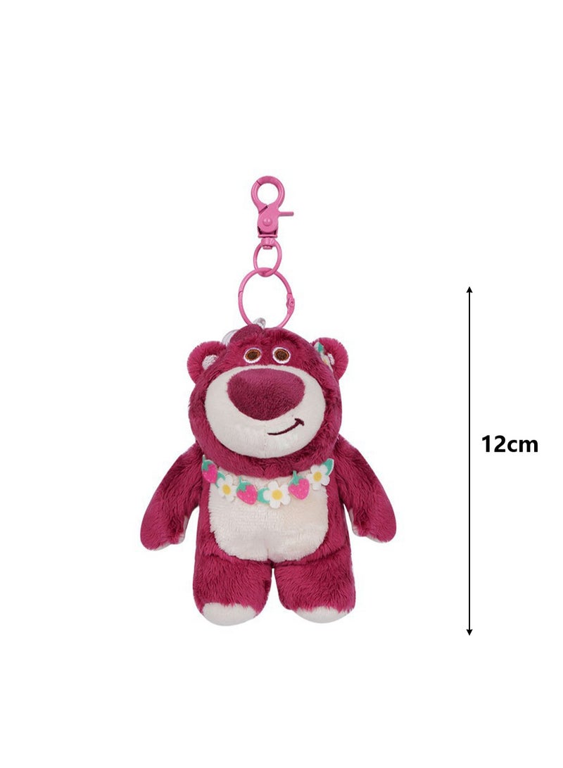 12cm Cute Plush Keychain Toy, Pink Bear With Wreath Plush Texture Pendant, Bag Pendant Decoration, Suitable For Children Over 0 Years Old Toy Gift - Image 2