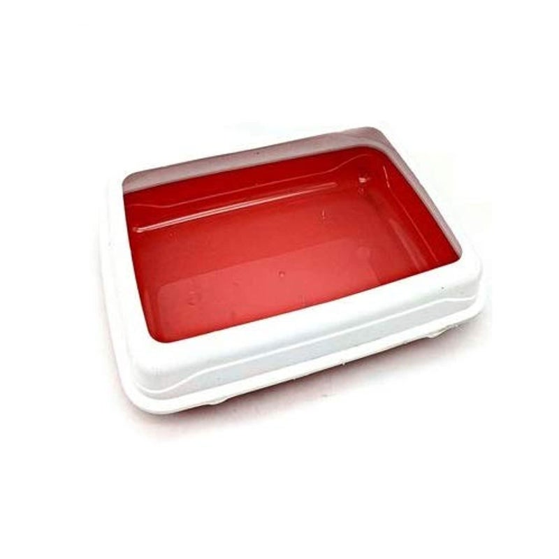 Premium Cats and Dogs Sand Box - Heavy-Duty Detachable Litter Pan - Durable High-Capacity Pet Waste Storage Basin with High-Rim Removable Top Frame for Kittens, Puppies & Small Pets (40X32cm Sleek Red & White Space-Saving Profile) - Manual Animal Facility Preservation Convenience & Home Pet Asset Management Template