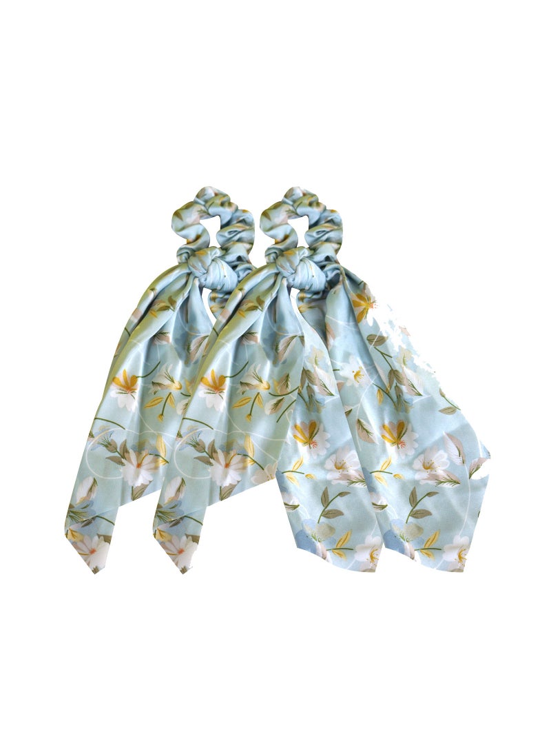 Alissa 2-Pcs Ribbon Bow Scrunchies Hair Bands - Image 1