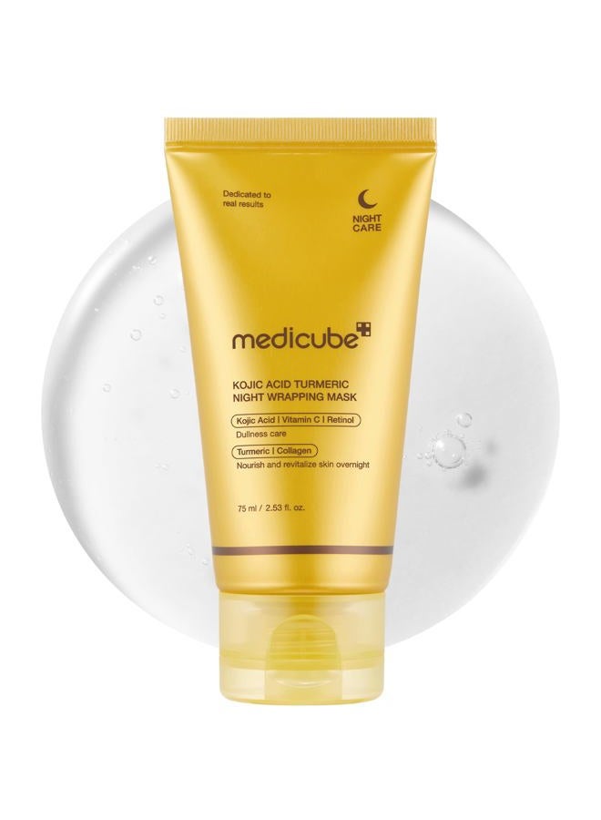 Medicube قناع تقشير كوجيك أسيد والكركم الليلي – يضيء ويدافع ضد إجهاد البشرة للحصول على بشرة واضحة ومتألقة، العناية بالبشرة الكورية، 2.53 أونصة سائلة. - Image 1