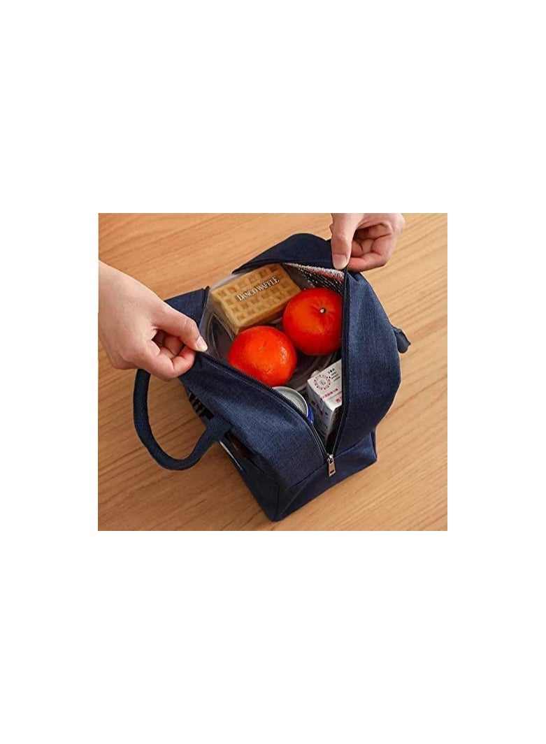 MahMir Lunch bag,lunch box bag with Insulated Material for Women, Man, Office, School, College , Beach, Picnic, Fishing, Hiking, Travel, Cooler Tote Bag (Navy Dark Blue) - Image 3