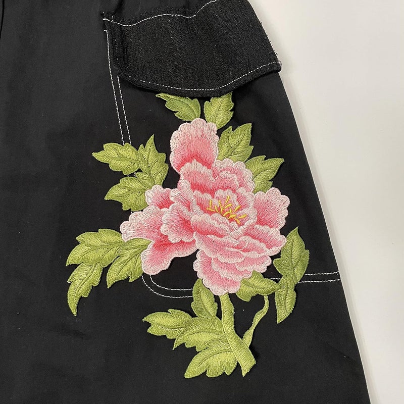 Sourcemall Sew on Peony Patches, Embroidered Flower Appliques for DIY Clothing, Jackets, Jeans, Backpacks, Hats, Arts Craft Sew Making (Pink Peony with Leaf L) - Image 3