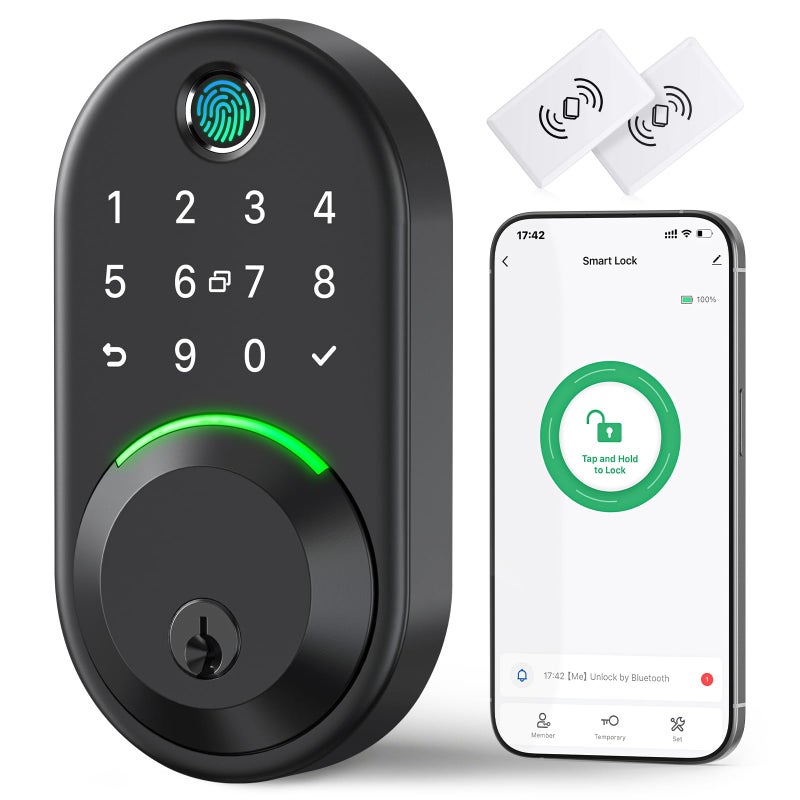 Yamiry Smart Deadbolt Door Lock with Keypad:Yamiry Fingerprint Keyless Entry Deadbolt,Digital Smart Locks for Front Door,Electronic Code,Easy Installation - Image 1