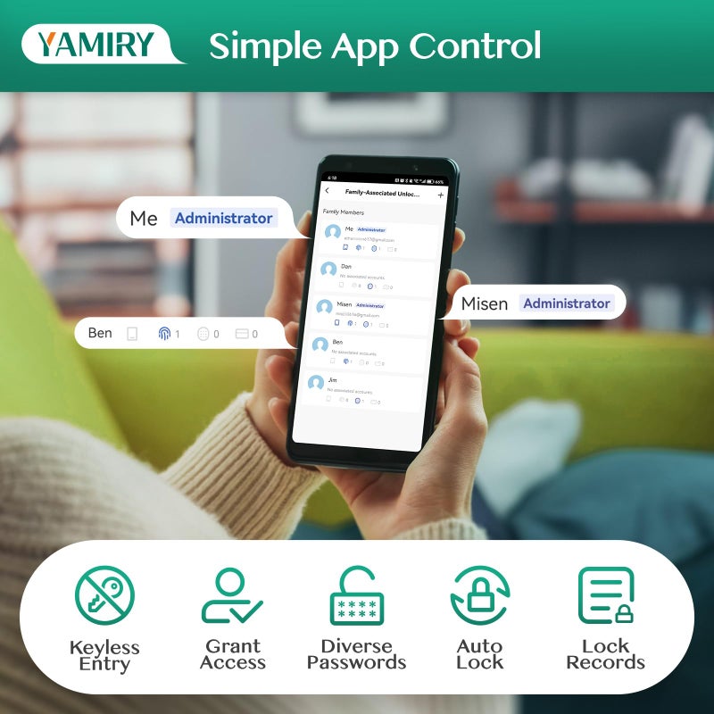 Yamiry Smart Deadbolt Door Lock with Keypad:Yamiry Fingerprint Keyless Entry Deadbolt,Digital Smart Locks for Front Door,Electronic Code,Easy Installation - Image 5